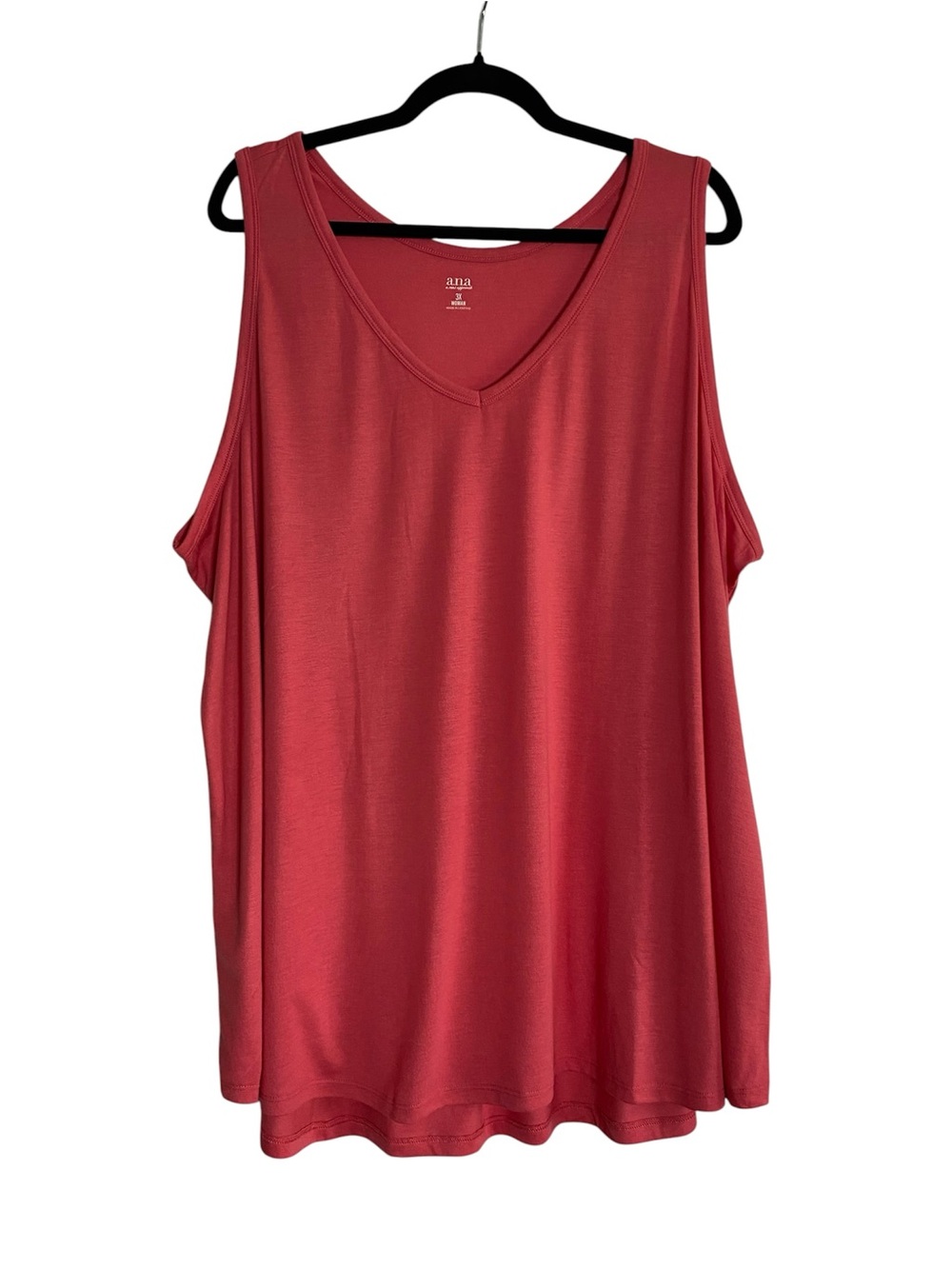 ANA A New Approach 3X Plus Size Coral Sleeveless Tank Top NWT V Neck